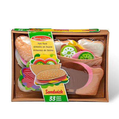 Melissa & Doug legetøjsmad sandwichsæt i filt 33 dele