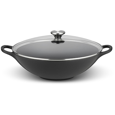 Le Creuset Signature støbejern wok Ø32 cm med låg mat sort