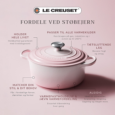 Le Creuset Signature støbejern rund gryde Ø24 cm shell pink