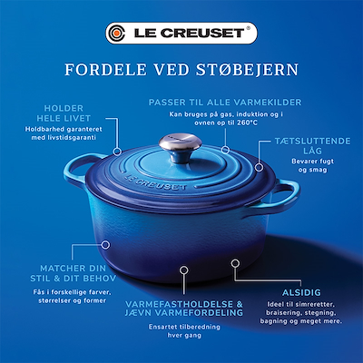 Le Creuset Signature støbejern rund gryde Ø24 cm azure