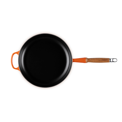 Le Creuset Signature støbejern stegepande med træhåndtag Ø28 cm volcanic