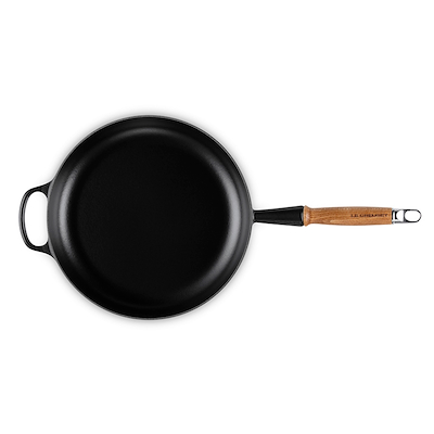 Le Creuset Signature støbejern stegepande med træhåndtag Ø28 cm matte black