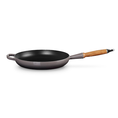 Le Creuset Signature støbejern stegepande med træhåndtag Ø28 cm flint