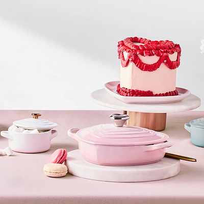 Le Creuset Signature støbejern hjertebuffetgryde med hjerteformet knop Ø20 cm shell pink