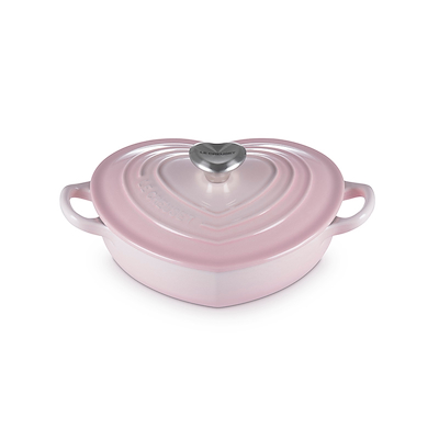Le Creuset Signature støbejern hjertebuffetgryde med hjerteformet knop Ø20 cm shell pink