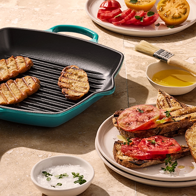 Le Creuset Signature støbejern grillpande 26 cm bleu riviera