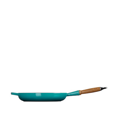 Le Creuset Signature stegepande Ø 28 cm med træhåndtag bleu riviera