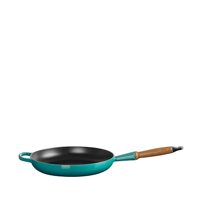 Le Creuset Signature stegepande Ø 28 cm med træhåndtag bleu riviera