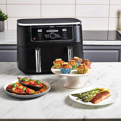 Ninja Foodi AF400EU Airfryer Max Dual Zone & dehydrator sort 9,5 liter