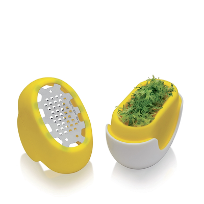 Microplane Flexi citrusrivejern med opsamler gul
