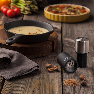 Microplane krydderimølle sort/stål H11,4 cm