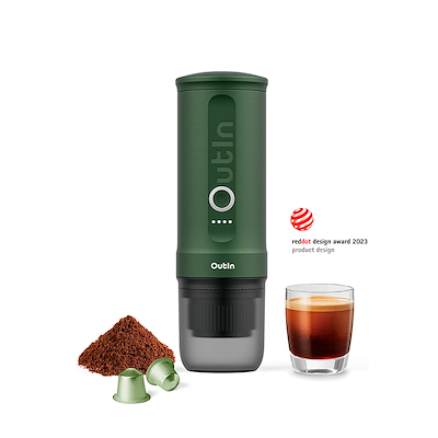 Outin Nano espresso maker to go forest green