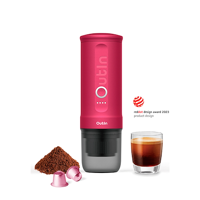 Outin Nano espresso maker to go crimson red