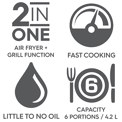 OBH Nordica Easy Fry & Grill Classic 2in1 airfryer black 4,2 liter