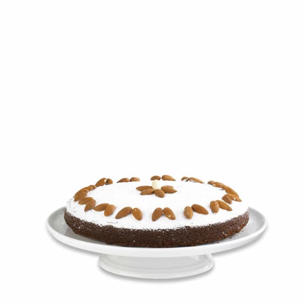 Pillivuyt kagefad på fod 30 cm - Hvid