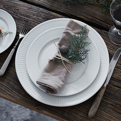 Pillivuyt Plissé flad tallerken hvid Ø22 cm