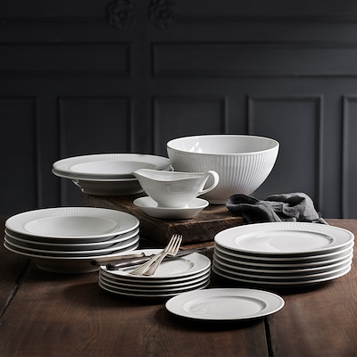 Pillivuyt Plissé flad tallerken hvid Ø22 cm