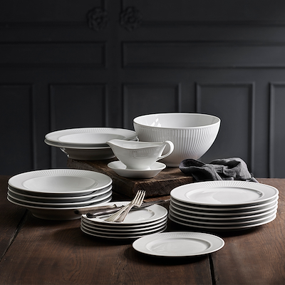 Pillivuyt Plissé flad tallerken hvid Ø28 cm