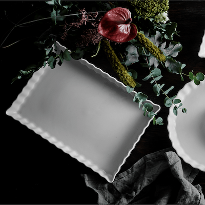 Pillivuyt tærteform hvid 32x22 cm