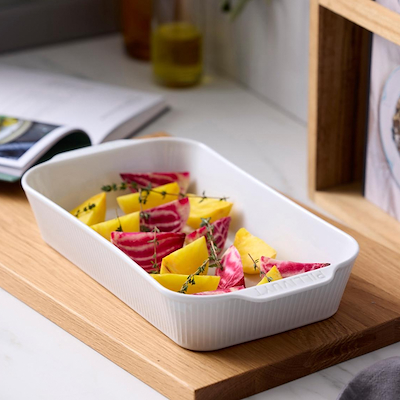 Pillivuyt Plissé fad hvid 35x19 cm