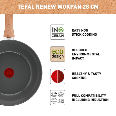 Tefal Renew wokpande med keramisk belægning grå 28 cm