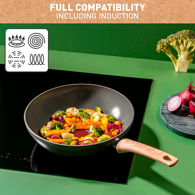 Tefal Renew wokpande med keramisk belægning grå 28 cm