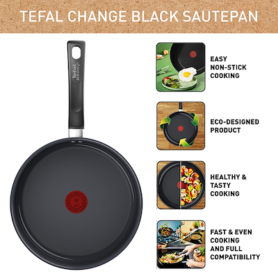 Tefal Change sauterpande sort Ø24 cm med låg