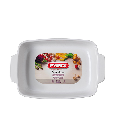 Pyrex ovnfast fad hvid keramik 25x19 cm