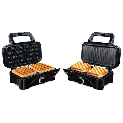 Little Balance grill- og vaffeljern sort rustfrit stål 1200 watt