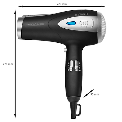 Profi Care Professional hårtørrer sort 2200 watt