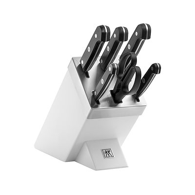 Zwilling Gourmet selvslibende knivblok med 7 dele hvid