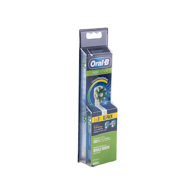 Oral-B CrossAction tandbørstehoveder hvid 5 stk.