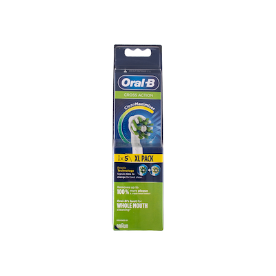 Oral-B CrossAction tandbørstehoveder hvid 5 stk.