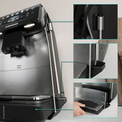 Siemens TP605EM3 EQ600 iAroma SS fuldautomatisk kaffemaskine stål