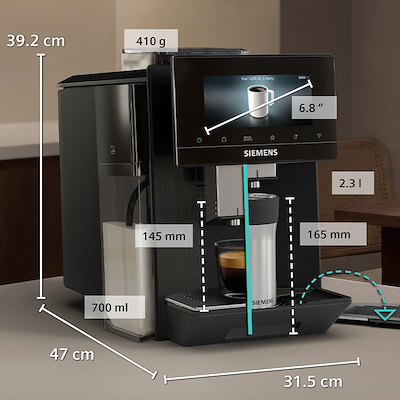 Siemens EQ900 Plus TQ925EZ5 fuldautomatisk kaffemaskine mørk rustfrit stål