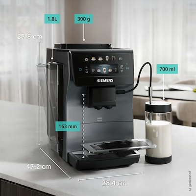 Siemens TP603EM6 EQ600 iAroma fuldautomatisk kaffemaskine sølvmetallic