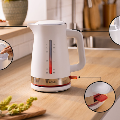 Bosch MyMoment TWK4M221 elkedel hvid & stål 1,7 liter