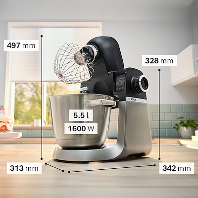 Bosch MUMS6ZS34 køkkenmaskine med vægt sort/stål 1600 watt