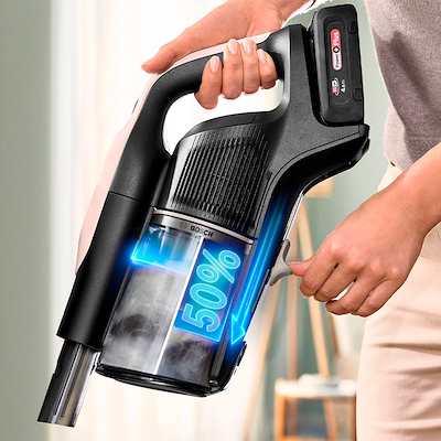 Bosch BBS1041RBA Unlimited genopladelig stangstøvsuger pudderose