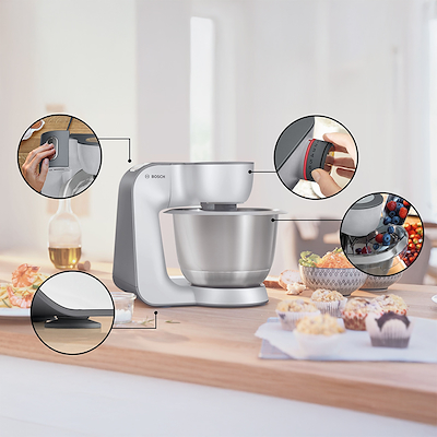 Bosch MUM58359 serie 4 køkkenmaskine med vægt sølv 1000 watt