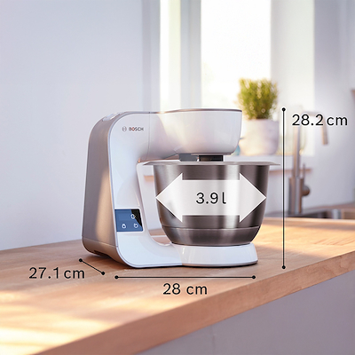 Bosch MUM5XL74 serie 4 køkkenmaskine med vægt hvid/champagne 1000 watt