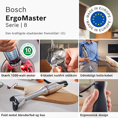 Bosch MSM8M934 serie 8 ErgoMaster stavblender stål 1500 watt