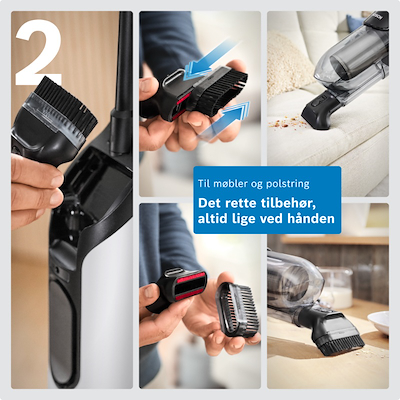 Bosch BHH4WM28 serie 4 Flexxo genopladelig stangstøvsuger hvid