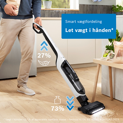 Bosch BHH4WM28 serie 4 Flexxo genopladelig stangstøvsuger hvid