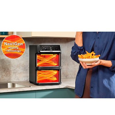 Bosch MAFD661B7 Serie 6 airfryer dobbelt stabel skuffe sort 12 liter