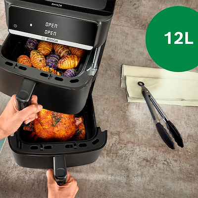 Bosch MAFD661B7 Serie 6 airfryer dobbelt stabel skuffe sort 12 liter