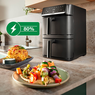 Bosch MAFD661B7 Serie 6 airfryer dobbelt stabel skuffe sort 12 liter