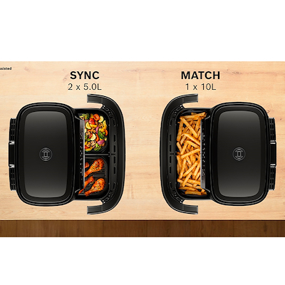 Bosch MAFD490B7 Serie 4 airfryer med dobbelt skuffe 10 liter