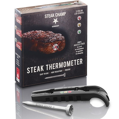 Steak Champ trådløs stegetermometer med 3-farvet LED lys