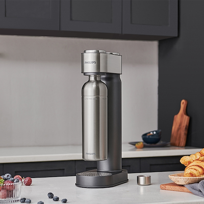 Philips GoZero sodavandsmaskine stål inkl. CO2-flaske